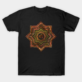 Red Gemstone and gold  Star of Lakshmi -  and Sri T-Shirt